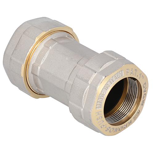 Brass clamp connector for steel pipe DN 10 (3/8“) to DN 50 (2“), joint on both sides Standard 1