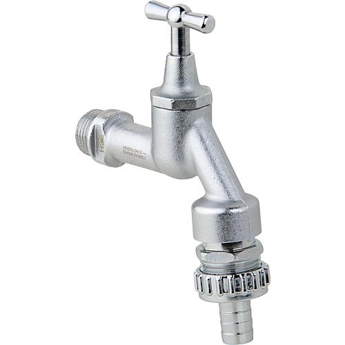 Drain cocks matt chrome-plated w. pipe aerator and backflow preventer DN15 (1/2")