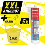 XXL-Angebot Fischer Sanitärsilikon transparent à 310 ml + gratis TBS Baueimer, 6-teilig
