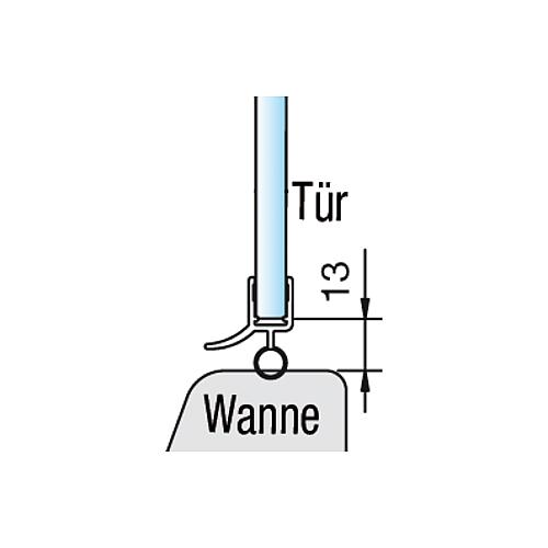 Wasserabweisprofil B mit Steg für den unteren Wannenanschluss, 1/4 Kreis (gebogen) Standard 5