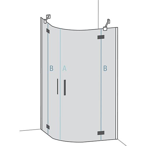 Seitliches Dichtprofil B  für Glas-Glas 180° I Tür-Festteil und Streifdichtung B für Glas-Glas 180° I Tür-Wand Standard 2