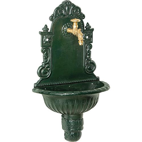 Wall fountain with Nostalgie drain cock, uncoated brass Standard 1