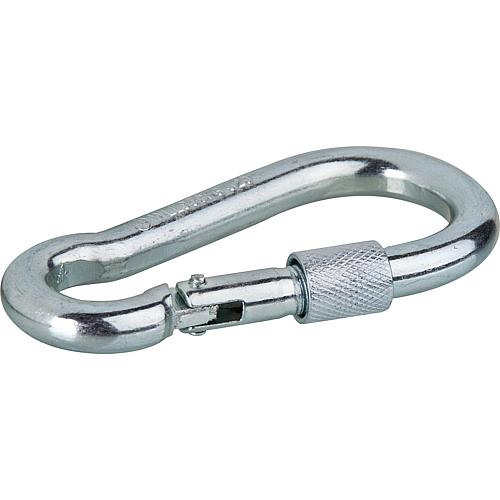 Fire brigade carabiner hooks, galv. with screw connection, Size 100x10mm, load capacity 350kg