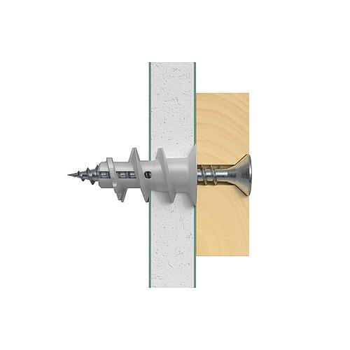 fischer Gipskartondübel GKS mit Spanplattenschraube Anwendung 2