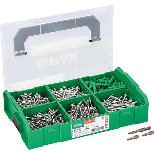 Schraubensortiment Linsenkopf SPAX®, Wirox®, Torx® + 2 Bits, Elektriker, Vollgewinde, L-BOXX®-Mini, 553 Stück Standard 1