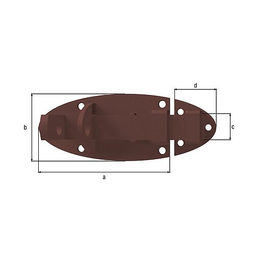 Verrou de serrure DURAVIS® 90 x 44 mm, avec poignée ronde, brun rouille, matériau : Acier, bleu galvanisé