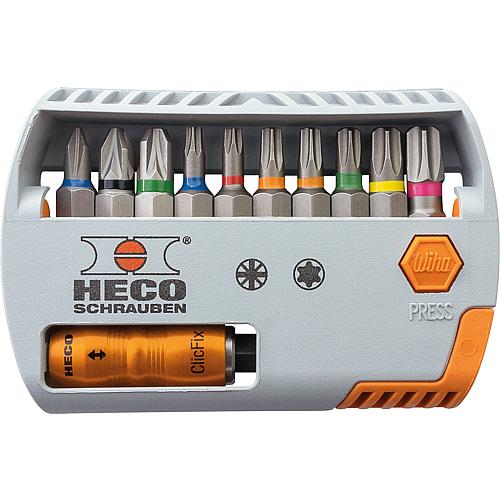 HECO Bit Selector; HECO et Pozidriv avce codification couleur: 11 pieces; avec Clicfix