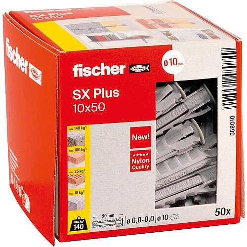 Chevilles à expansion Fischer SX Plus 10 x 50, UE 50 pièces