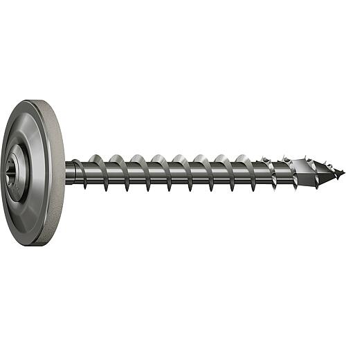 Sheet metal screw, SPAX® with seal, stainless steel A2, Ø 4.5 mm, washer 15 mm Standard 1