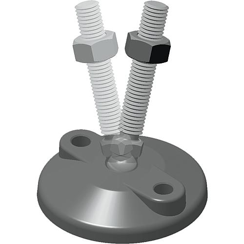 Threaded spindles with articulated feet made of stainless steel