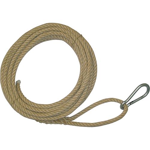 Block and tackle rope, hemp loop with carabine one end dia 20 mm, length 15 m