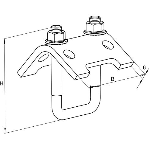 Clamp support, galvanised, suitable for mounting rail MS Standard 3
