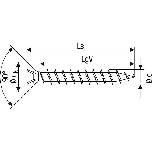 SPAX® universal screw, thread ø d1: 4.5 mm, head ø: 8.8 mm, small packaging, PU 200 Standard 3