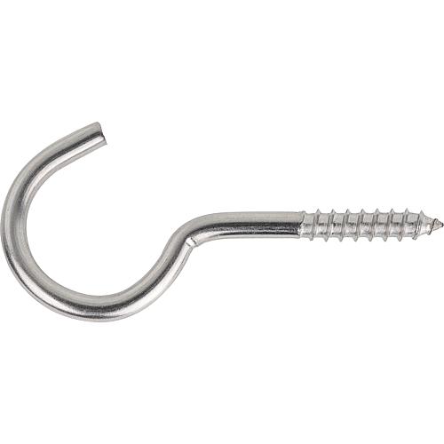 Screw hook, bent, with wood thread, stainless steel A2