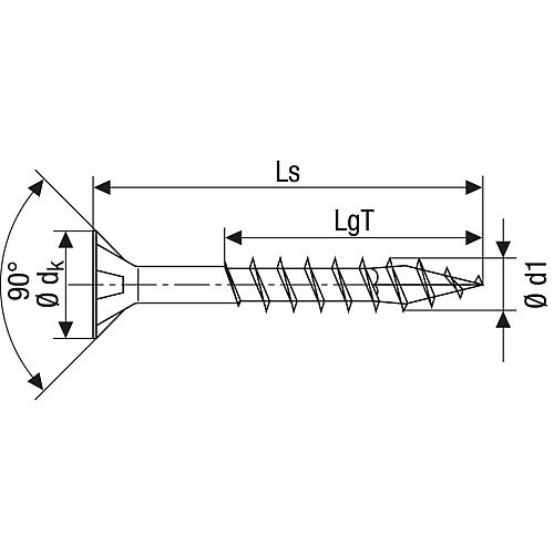 SPAX® Holzbauschraube, Gewinde-ø d1: 8,0 mm, Kopf-ø: 15,1 mm, Standardverpackung, 4CUT-Fräser Anwendung 2