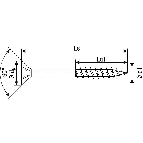 SPAX® wood construction screw, thread ø d1: 10.0 mm, head ø: 18.6 mm, 4CUT tip, standard packaging Anwendung 2