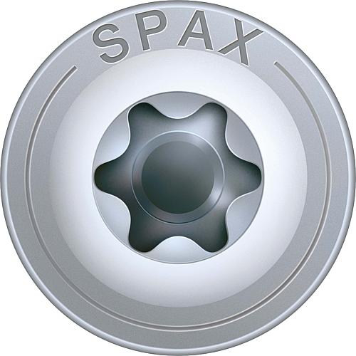 SPAX® Holzbauschraube, Gewinde-ø d1: 10,0 mm, Kopf-ø: 25,0 mm, Standardverpackung, 4CUT-Fräser Anwendung 1