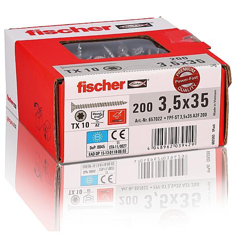 Fischer, Power-Fast II chipboard screws, thread ø d1: 3.5, head ø: 7.0, stainless steel A2 Anwendung 1