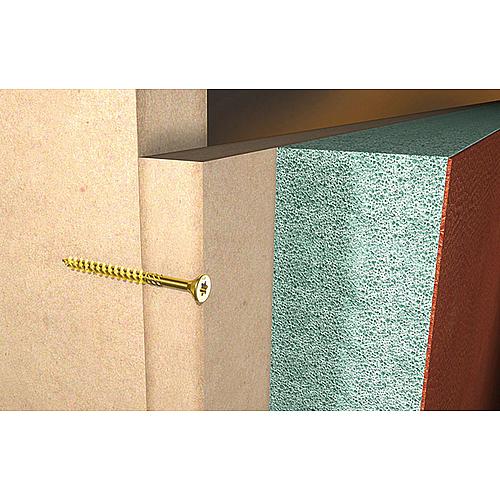 Fischer, vis pour panneaux MDF, ø filetage d1 : 4,0 mm, ø tête : 8,0 mm, Gvz Anwendung 1