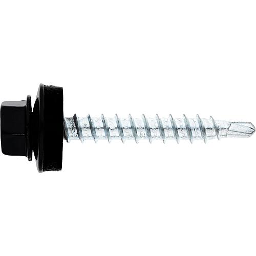 Facade screw MFI Twistec® Colorhead 4.8 X 20 RAL 9005 PU: 100 with socket wrench 451M8P