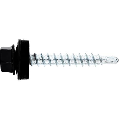 Facade screw MFI Twistec® Colorhead 4.8 X 60 RAL9005 PU: 100 with socket wrench 451M8P
