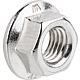 Hexagonal nuts with locking serration and flange, stainless steel A2