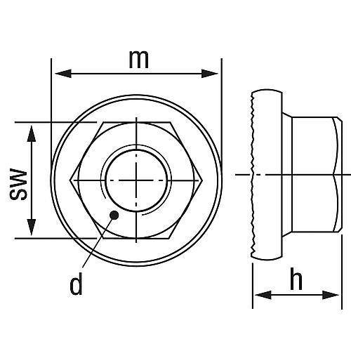 Hexagonal nuts with locking serration, galvanised Piktogramm 1