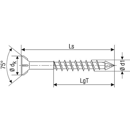 SPAX® MDF screw, thread ø d1: 4.5 mm, head ø: 8.0 mm, standard packaging Standard 3