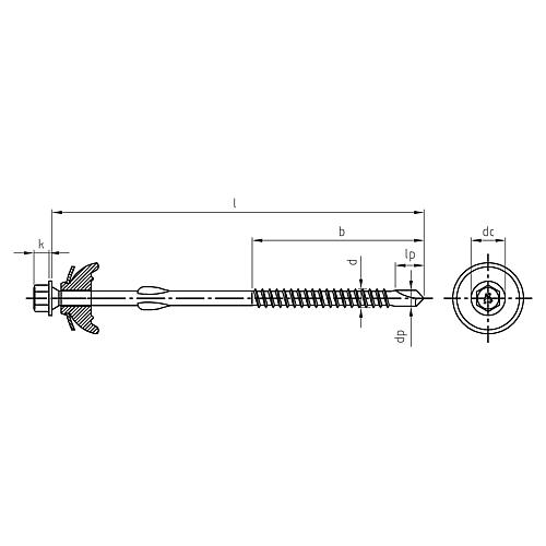 vis auto-perceuse en inox A2 avec tête hexagonale Standard 2